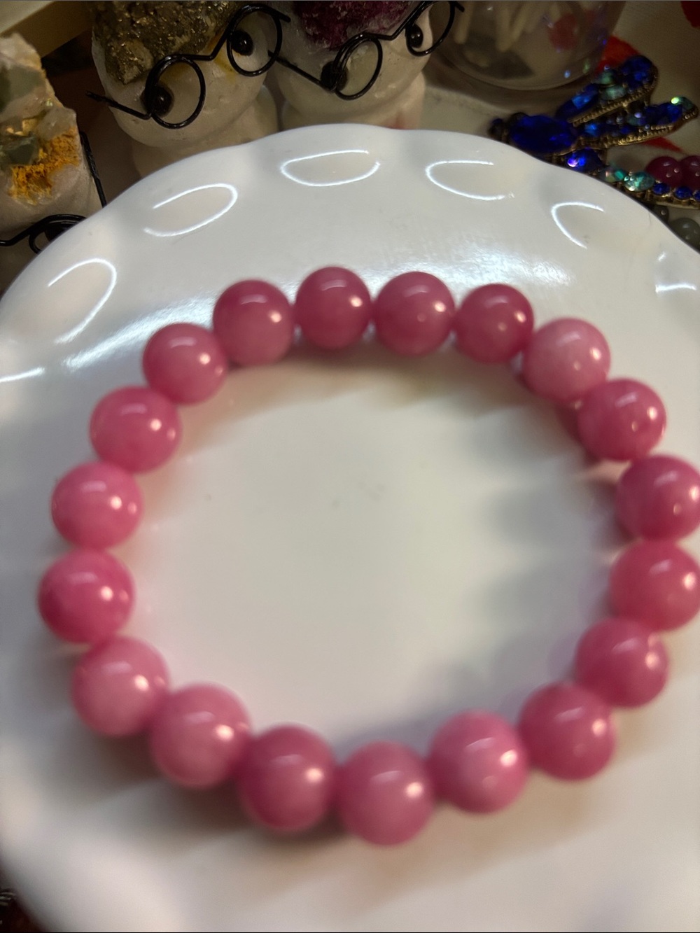 Rhodochrosite 10mm Beaded Stretch Bracelet - Women Jewelry